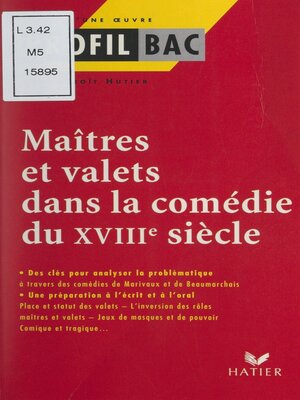 cover image of Maîtres et valets dans la comédie du XVIIIe siècle